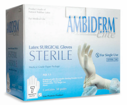 GUANTE AMBIDERM ELITE CIRUJANO 7 C/50 PARES.