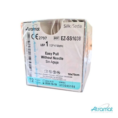 SEDA NEGRA USP 1, 10 X 75CM SIN AGUJAEASY PULL 12 SOBRES