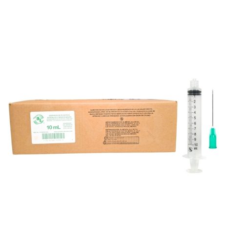 JERINGA 10 ML. CON AGUJA 21GX32MM,CAJA C/100 PZS.