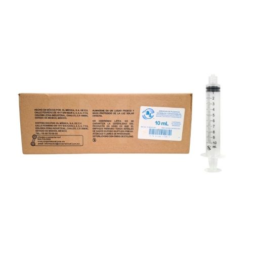 JERINGA 10 ML. SIN AGUJA,CAJA C/100 PZS.
