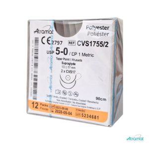 POLIESTER USP 5-0, 90 CM DOBLE AGUJA CVS-17 CARDIOVASCULAR AHUSADA PREMIUM 17 MM 1/2 CIRCULO