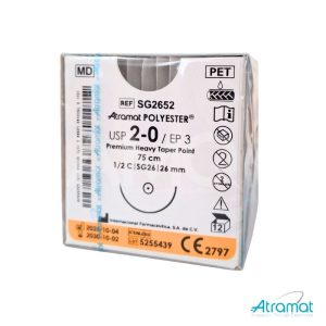 POLIESTER USP 2-0, 75 CM AGUJA SG-26 AHUSADA GRUESA PREMIUM 26 MM 1/2 CIRCULO