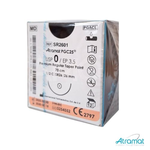 PGC25 VIOLETA USP 0, 70 CM AGUJA SR-26 AHUSADA REGULAR PREMIUM 26 MM 1/2 CIRCULO