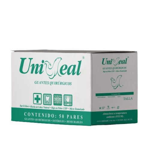 GUANTE LATEX QUIRURGICO BAJO EN POLVO MICROTEXTURIZADO SUR-G QX ESTERIL BP 8 C/50