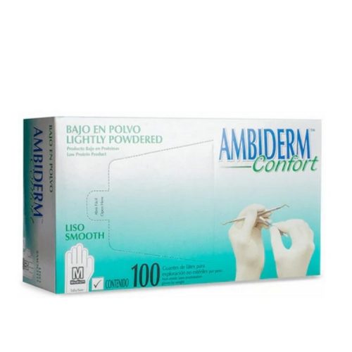 GUANTE AMBIDERM CONFORT LISO MEDIANO CAJA C/100 PZAS