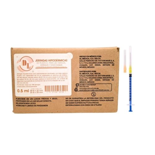 JERINGA 0.5 ML 20X32 Y 25X25 C100 LDS<0.02ML CAJA C/100 PIEZAS