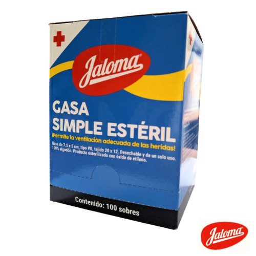 GASA SIMPLE ESTÉRIL 7.5 x 5 cm. EXH. C/100 SOBRES.
